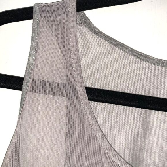 Gray Mesh Back Heathered Tank Top Lightweight Breathable Yoga Activewe - Picture 6 of 9